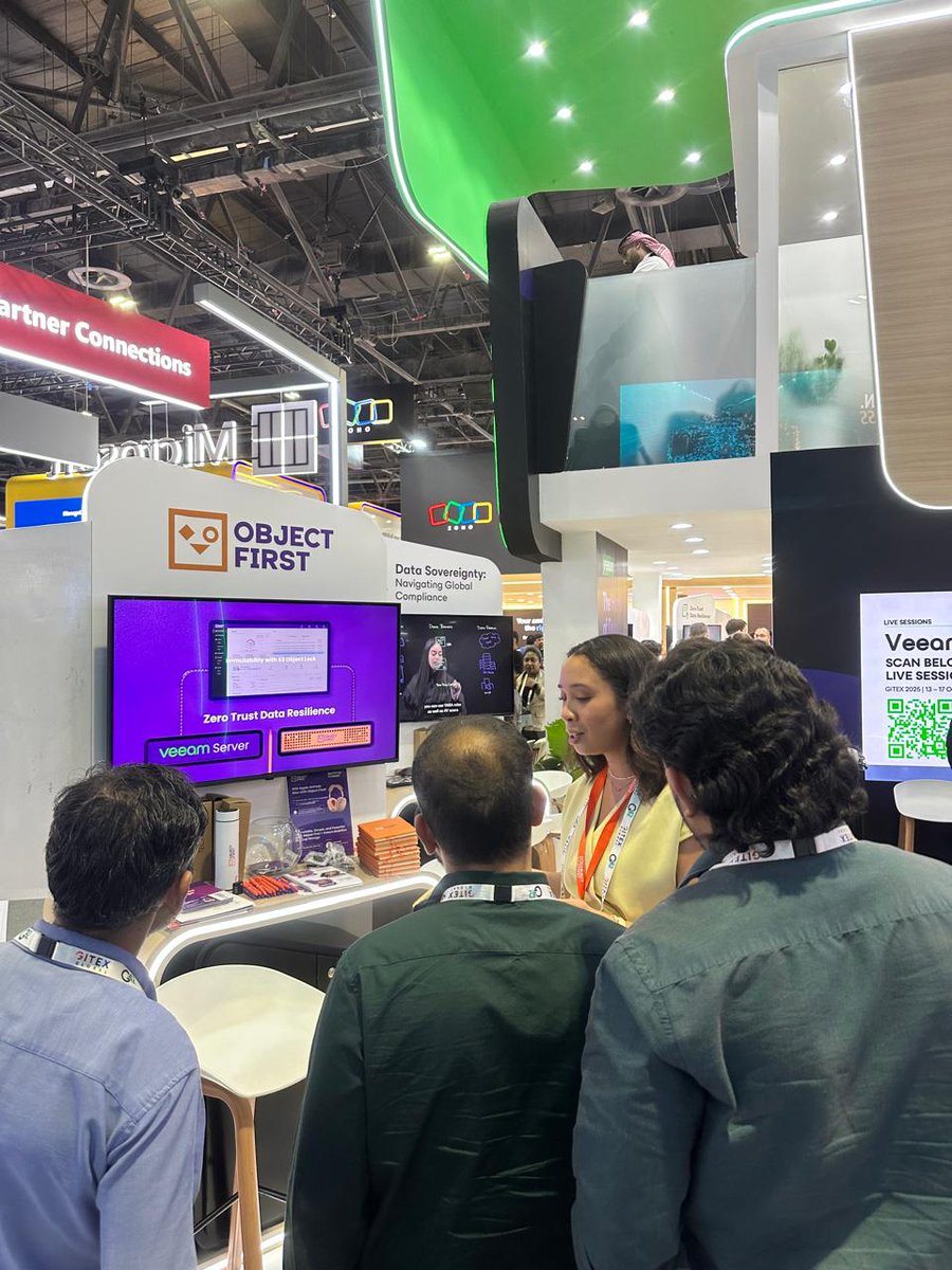 object_first's tweet image. That’s a wrap on #GITEXGLOBAL2025. It was a great week in Dubai connecting with partners, customers, and industry experts while showcasing how Ootbi makes backup storage secure, simple and powerful for @Veeam users.
Thank you to everyone who stopped by for a demo or a chat with…