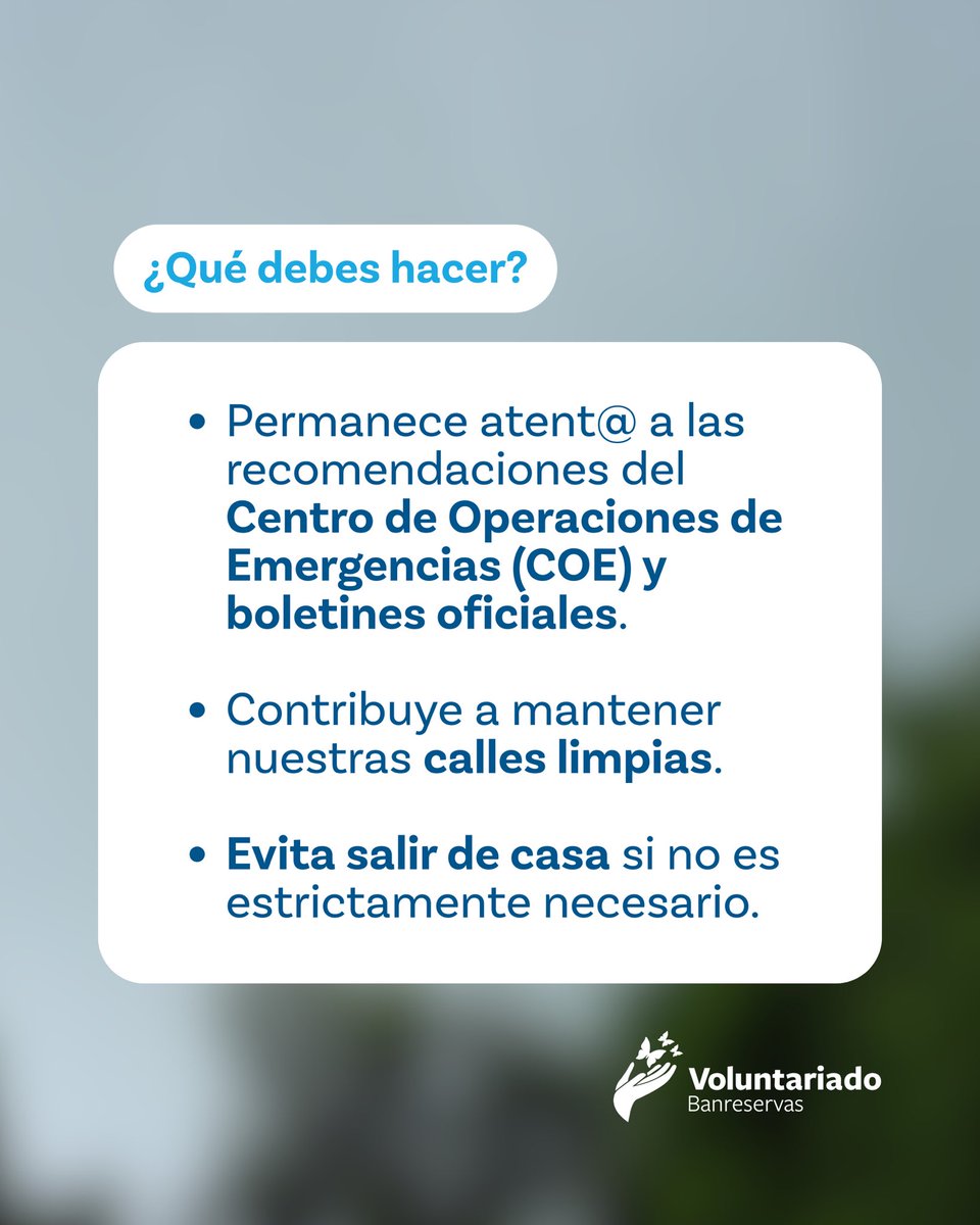 Debido a la formación de la Tormenta Tropical Melissa, es fundamental mantenerse a salvo y seguir las recomendaciones del @coe_rd para protegerte a ti y a tus seres queridos.

Ante cualquier emergencia, ten siempre a mano los números de contacto de 📞:

@sistema911_rd: 911