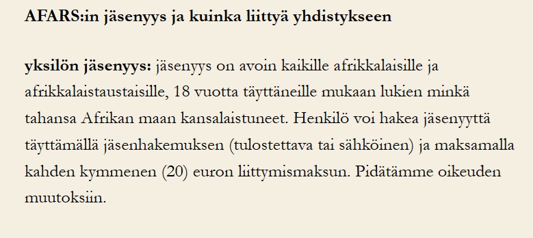 Iltalehti uutisoi tänään valtioneuvoston jakamista avustuksista "rasisminvastaisen työn kehittämiseen". 42 000e suuruinen potti meni African Anti-Racism Society Finland ry:lle (Afars) jolla on poikkeuksellisen tiukat rodulliset kriteerit jäsenistölleen.