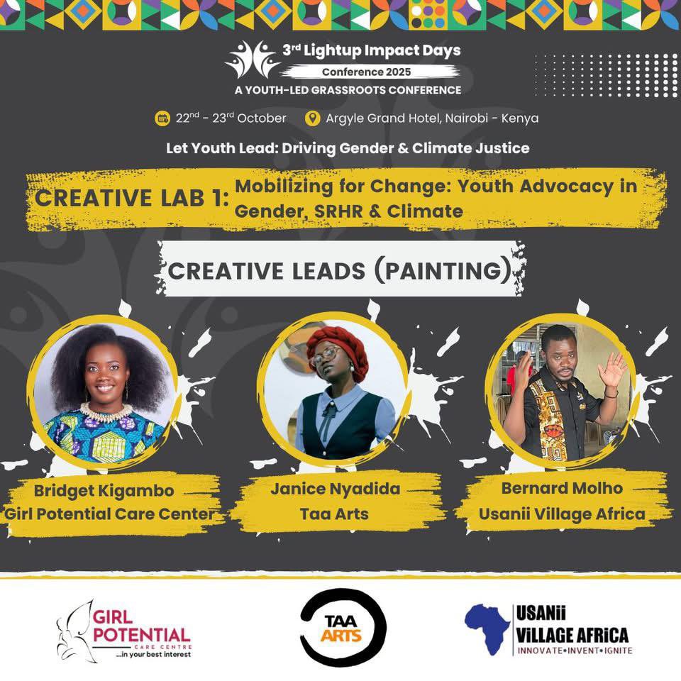 This October, I’ll represent <a href="/GirlPowerConne1/">Girl Potential Care Centre</a> GPCC) at Lightup Impact Days 2025 in Nairobi 🇰🇪 driving Gender, SRHR &amp; Climate Justice through art, advocacy, and innovation.
When youth lead, communities thrive. 🌿
#YouthLeadership #SRHR #ClimateAction #GPCC <a href="/LightupImpact/">Lightup Impact</a>