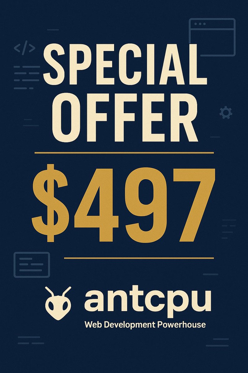 ANTCPU's tweet image. 🚀 SPECIAL OFFER: Your Website Vision → Reality
We&apos;re antcpu - a TRUE web development powerhouse that builds anything for anyone. Military precision meets family business values.
💥 THIS WEEK ONLY:
✅ Custom Website Development - Starting at $497
#CustomWebsites #VeteranOwned