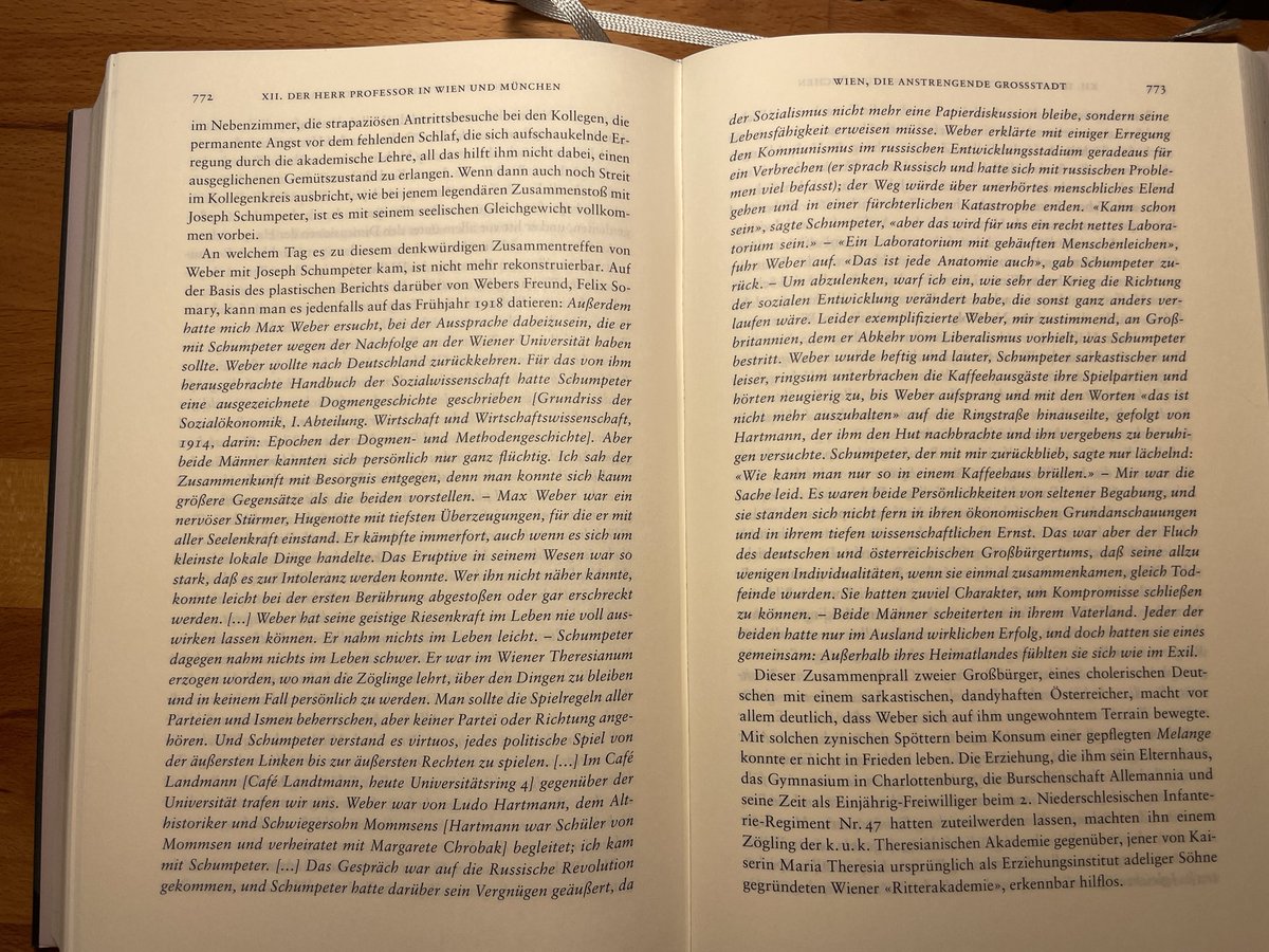 Schumpeter mit rage bait, bis Weber aus dem Kaffeehaus stürmt.