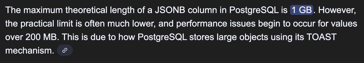 jovan___jovan's tweet image. JSONB can be 1gb.
Why do I even use columns and rows lol