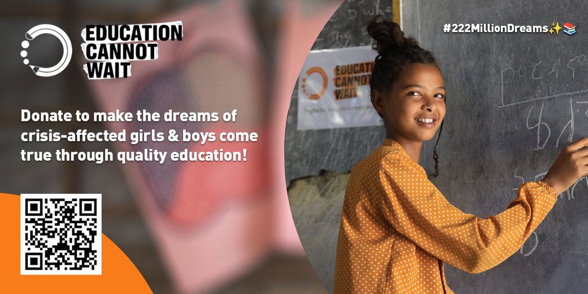 ✨Educating the next generation is essential to our collective future.✨

Individuals like you 🫵 can make a difference &amp; help make the dreams of crisis-affected children come true!

Consider donating today👉educationcannotwait.org/donate

#KeepHopeAlive <a href="/GlobalEdCluster/">Global Education Cluster</a> <a href="/EiEGenevaHub/">Geneva Global Hub for Education in Emergencies</a>