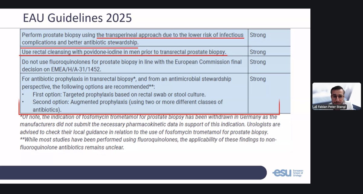 @esu Urowebinar about Antibiotic prophylaxis in urological interventions,<a href="/StanglFabian/">Fabian Stangl</a> reviewed the Strategies for antibiotic prophylaxis in prostate biopsies <a href="/jhorcajada/">Juan Pablo Horcajada</a> <a href="/elisa_edl/">Elisa De Lorenzis</a> L.Schneidewind. Soon available on youtube.com/channel/UCH4PR…