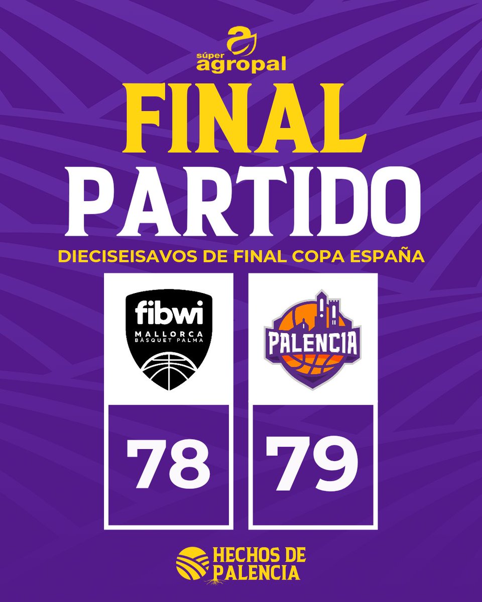COPA DE ESPAÑA 🏀
⏱️Finaaaal

🤟💥Nos llevamos la victoria en un ajustado final y seguimos vivos en la copa. 

💜 #HechosDePalencia