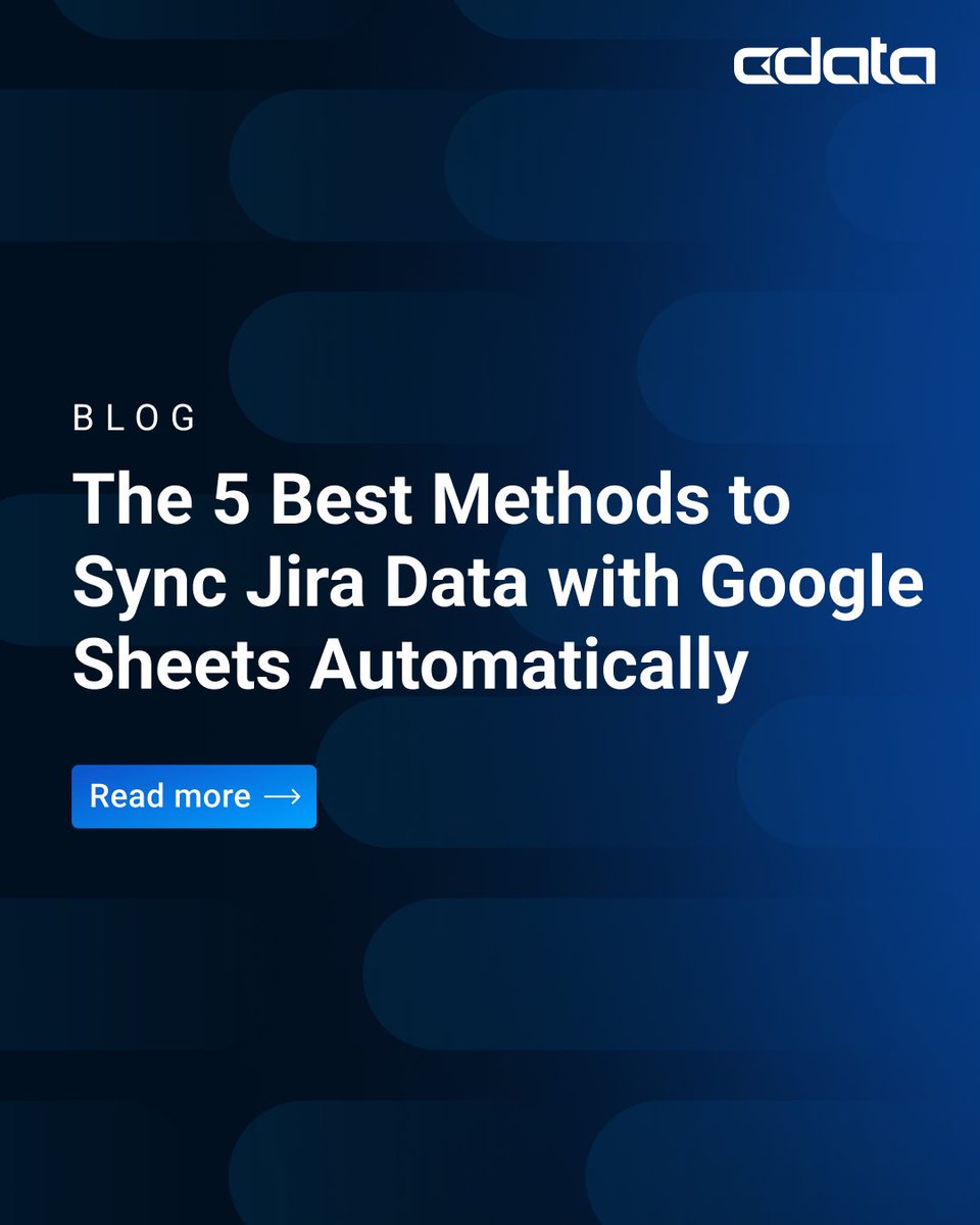 cdatasoftware's tweet image. Stop doing copy‑paste exports. Bring real‑time @Jira data into @googledocs #GoogleSheets — no ETL, no scripts: bit.ly/433ezcm
See 5 methods plus the governed, live option.
#CData #ConnectAI #Google #DataIntegration