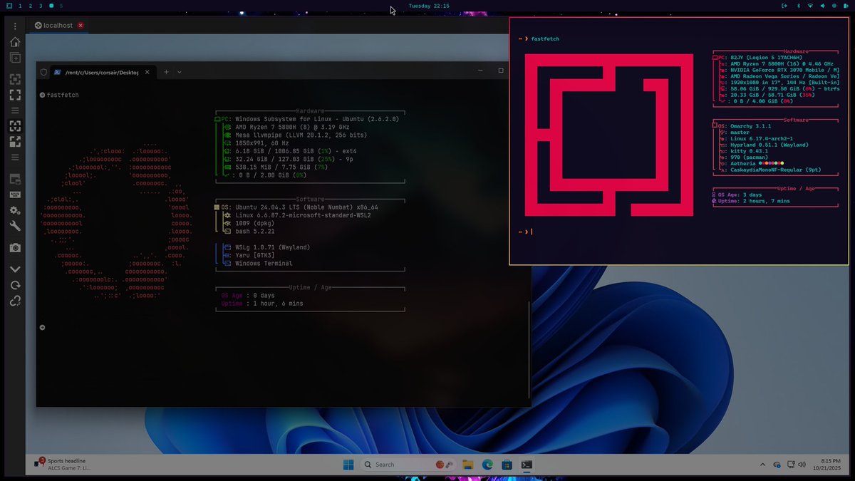 nunixtech's tweet image. Omarchy &amp;gt; Omadows &amp;gt; Omakub

@dhh @ryanrhughes 3.1 with dockurr/windows is a very nice addition 😇

Will test a bit the perfs, and remmina is a good client for remote once installed 👍

ps: started a PoC for omawsl based on omarchy 🧐

The inception Corsair 🏴‍☠️