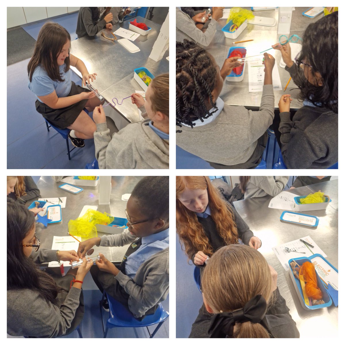 StBrigidsPS's tweet image. Children in Primary 7 visited the Science Centre today and took part in an &apos;Electric Detective&apos; workshop where they worked together to work out which items are conductors and insulators of electricity and then made their own battery @gsc1 #GSCLearningLab #STEM