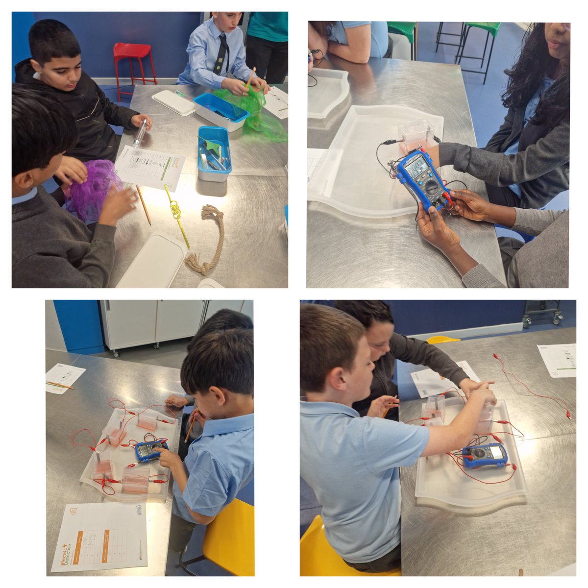 StBrigidsPS's tweet image. Children in Primary 7 visited the Science Centre today and took part in an &apos;Electric Detective&apos; workshop where they worked together to work out which items are conductors and insulators of electricity and then made their own battery @gsc1 #GSCLearningLab #STEM