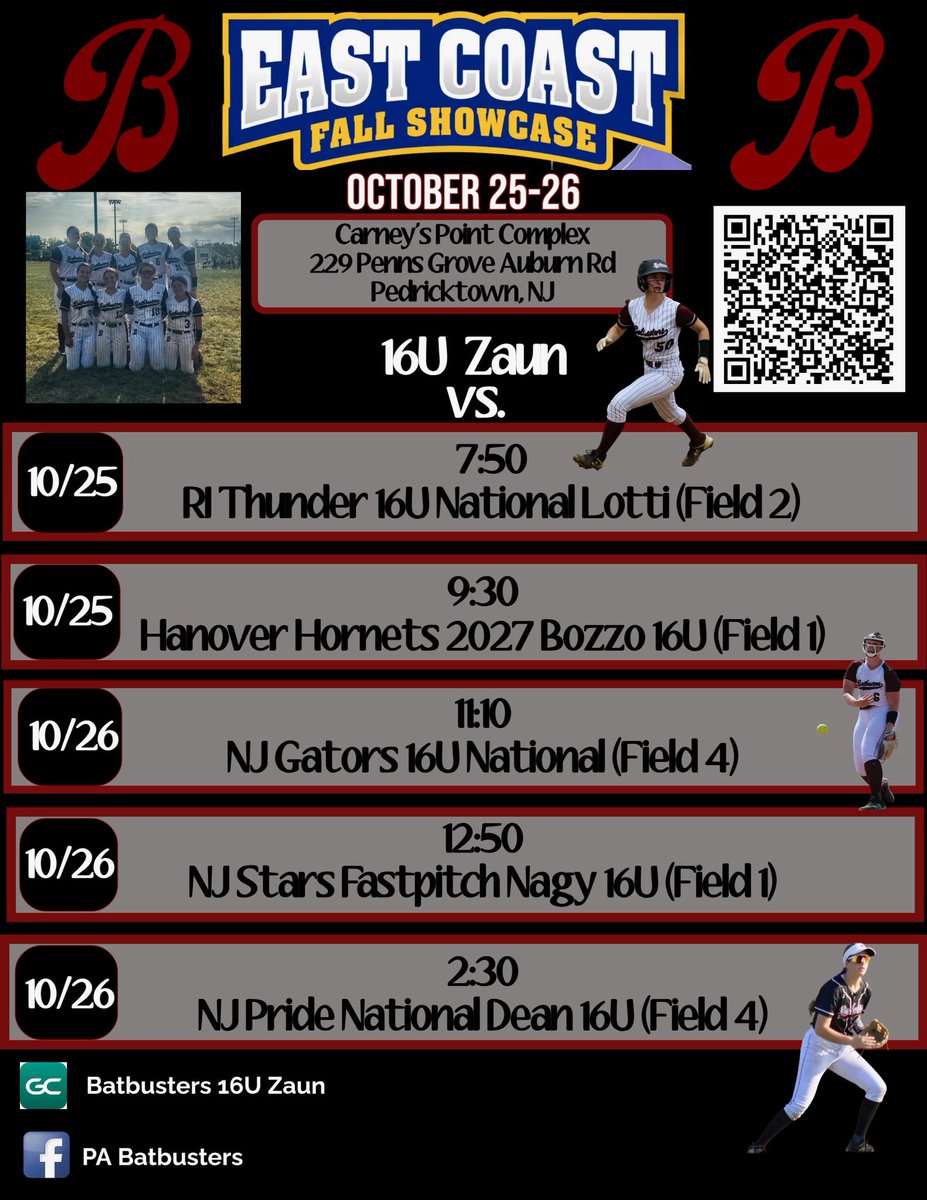 Here is our schedule for the East Coast Fall Showcase this weekend. Would love to see you there! <a href="/PaBatbusters/">PA Batbusters</a> <a href="/SunilSportsNews/">Sports News By Sunil Sunder Raj</a> <a href="/los_stuff/">Carlos Arias</a>
