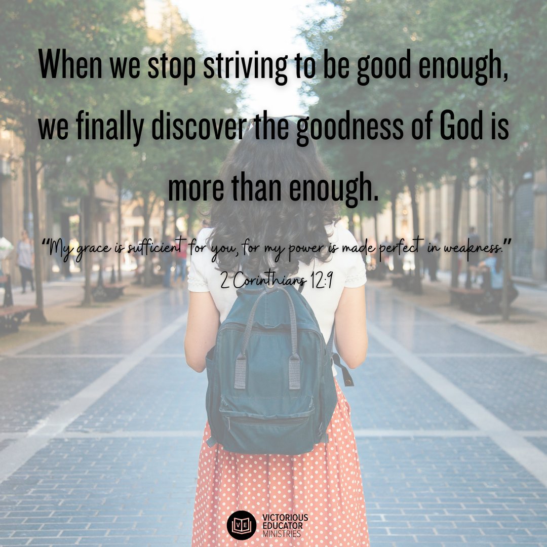 JackieMinorVEM's tweet image. Educators, remember: you don’t have to do it all perfectly. God’s grace covers the gaps, strengthens your weakness, and fills your work and your heart with His abundance.
#victoriouseducator #ChristianEducators #TakingJesustoSchool #AbundantLife #GodsGrace #TuesdayEncouragement