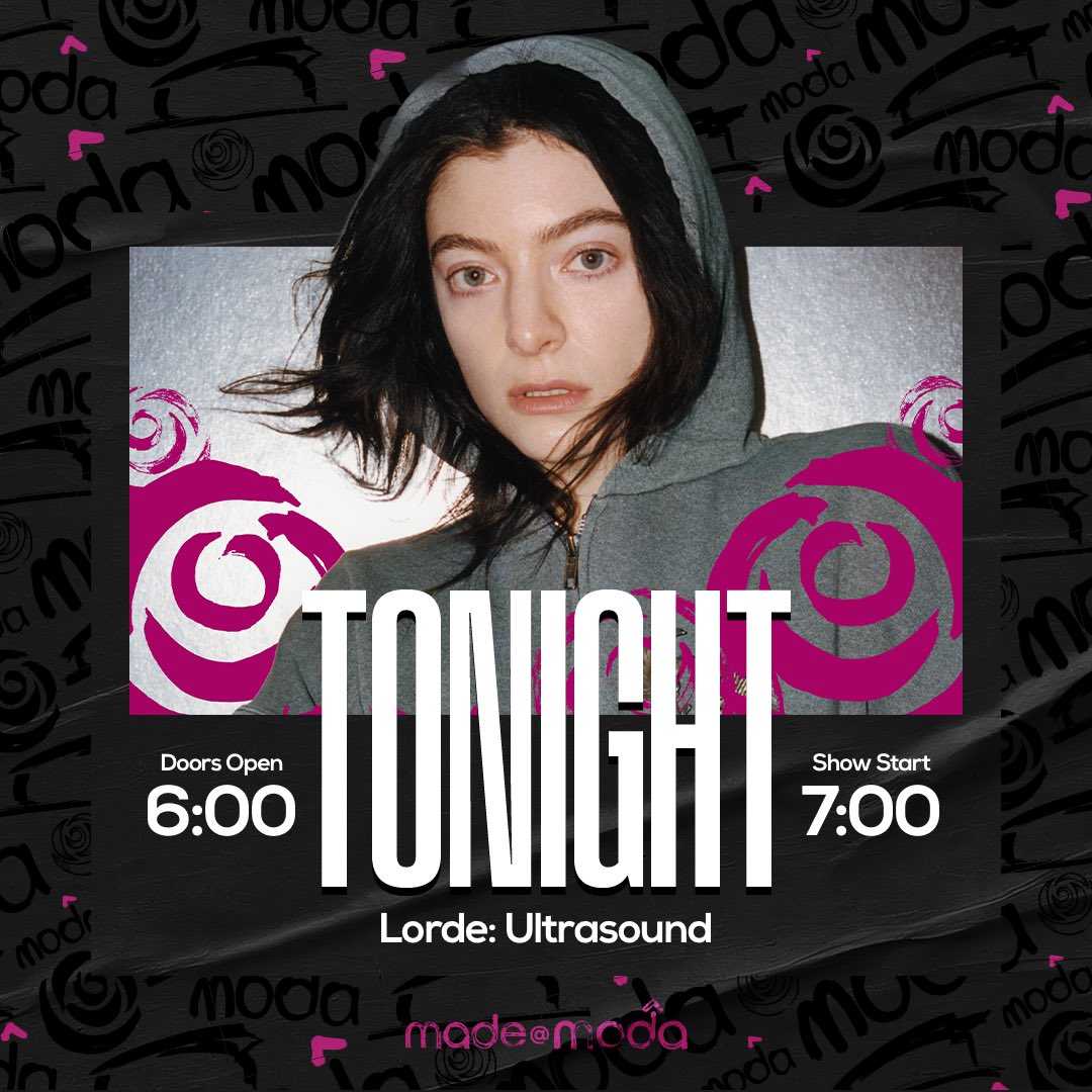 ModaCenter's tweet image. TONIGHT! Lorde is bringing the Ultrasound tour to Moda Center! Drop a 🩻 in the replies if you’re coming!
🚪: 6:00 PM
🎤: 7:00 PM
KBYG: rosequarter.com/plan-your-visi…