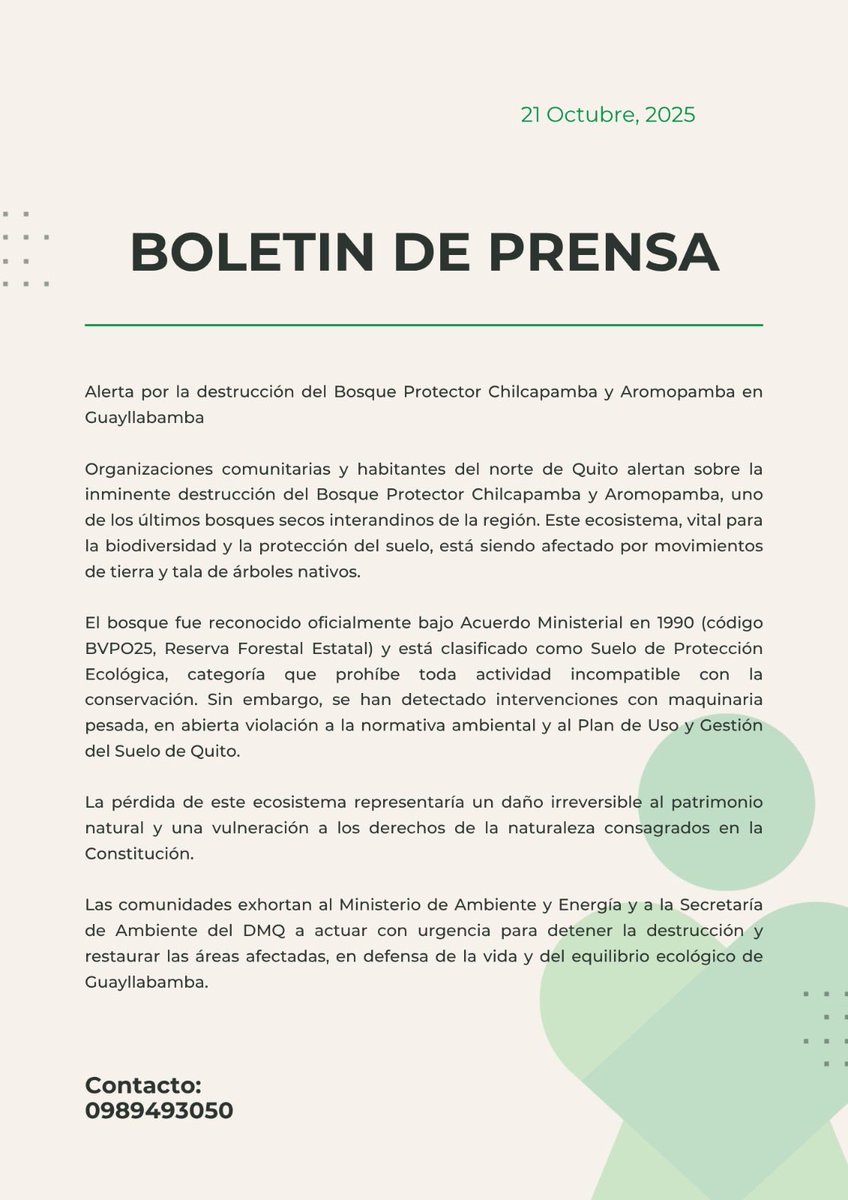 ‼️Urgente‼️ último bosque protector Chicapamba, en Guayllabamba está desapareciendo debido a maquinarias <a href="/EcuadorMAE/">Ministerio de Ambiente y Energía</a> <a href="/amcquito/">Agencia Metropolitana de Control</a> <a href="/AmbienteUio/">Ambiente-UIO</a>