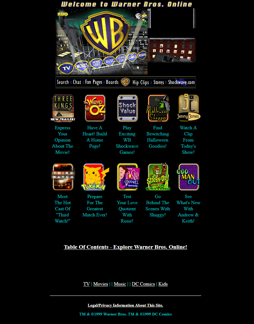WebDesignMuseum's tweet image. Warner Bros. website in 1999

#WebDesignHistory