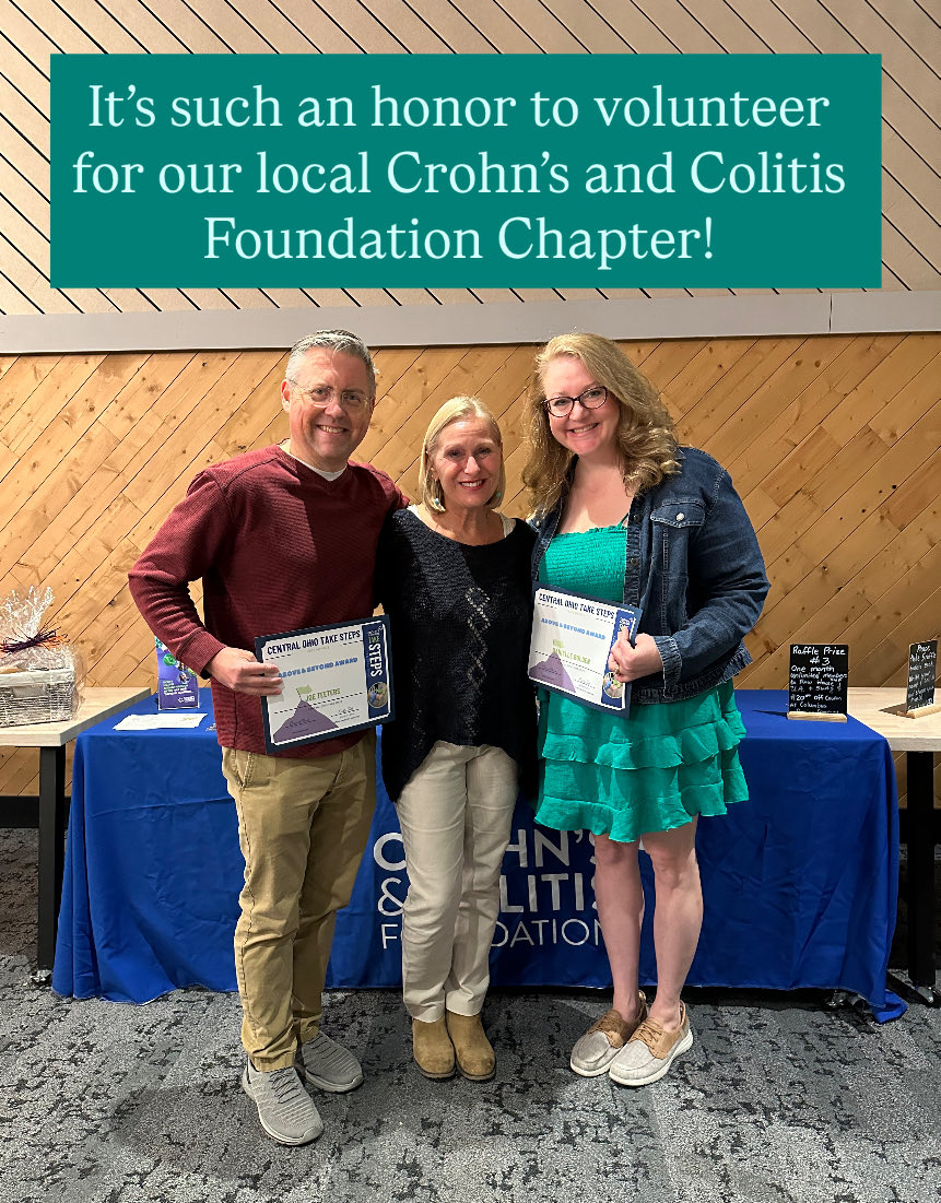 DoubleBagginIt's tweet photo. We were surprised, honored and delighted to receive the Above and Beyond Award from our local @CrohnsColitisFn chapter! ย
Joe and I have been volunteering with the Foundation for well over a decade, on both a local and national level. ย #ibdvisible #volunteer https://t.co/QNYROpPtv7