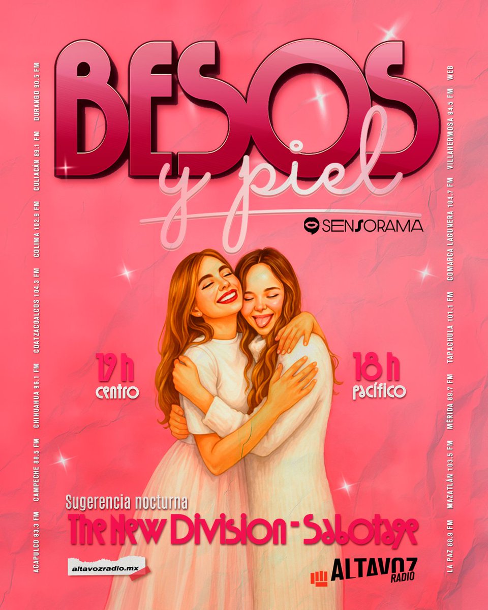 altavozmxradio's tweet image. 🤩A través de la piel podemos sentir, reconocer y comunicar sin palabras lo que sentimos, ahora imagina agregar besos😉

💋Escucha #Sensorama porque vamos a hablar de: Besos y piel😃

🗓️Miércoles
⏰19hrs
📢altavozradio.mx/#/