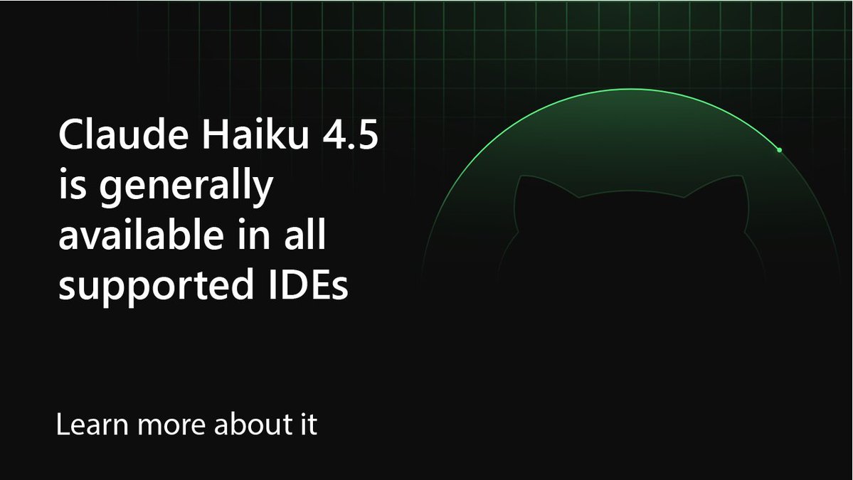 VisualStudio's tweet image. Claude Haiku 4.5 is now available in Visual Studio!
Try it out in Agent Mode today — we’re excited to hear your feedback! 💬 msft.it/6012sCPPI
#VisualStudio #GitHubCopilot #Claude