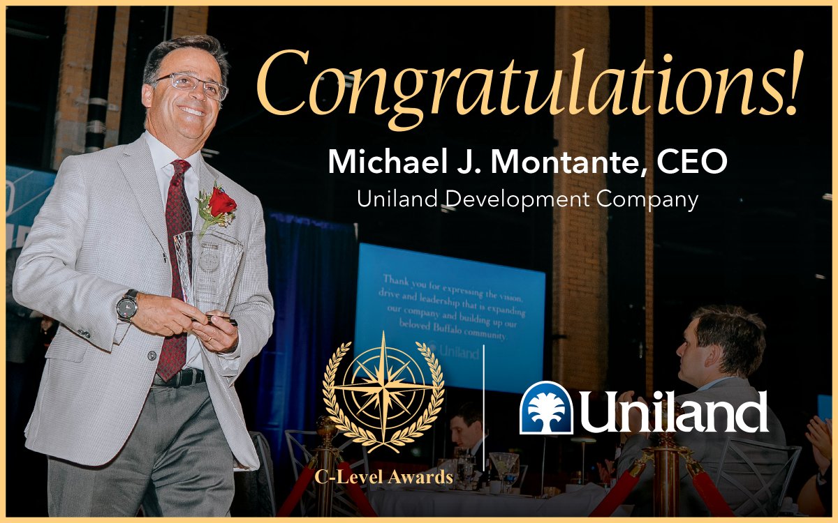 Uniland congratulates our CEO, Michael Montante, on earning <a href="/BfloBizFirst/">Buffalo Business First</a>'s C-Level Executive Award! Marking his fifth year as CEO + approaching his 35th anniversary with Uniland, Mr. Montante’s leadership continues to make a lasting impact across WNY. uniland.com/uniland-michae…