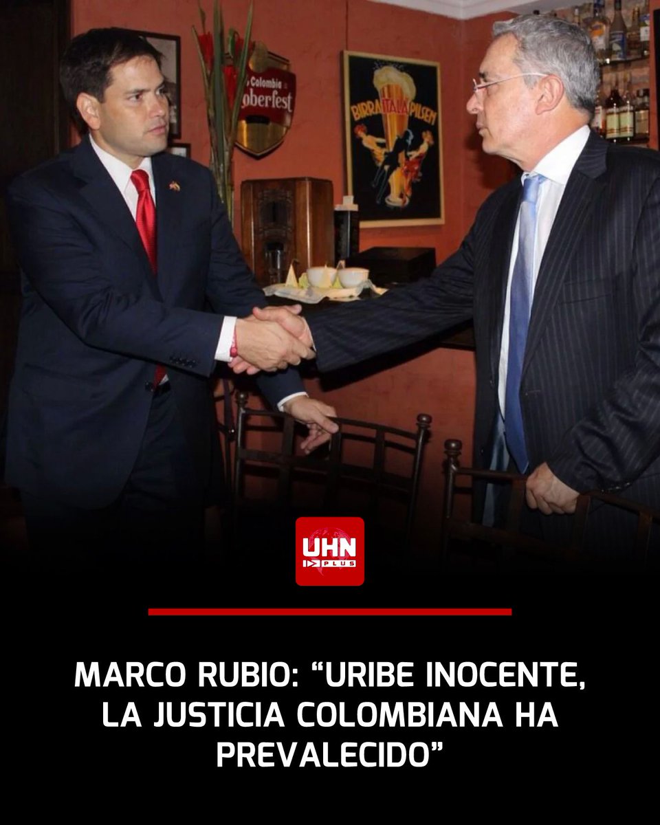 🇺🇸🇨🇴‼️ | ÚLTIMA HORA — Marco Rubio celebra la absolución de Álvaro Uribe: “La justicia en Colombia ha prevalecido tras años de persecución política contra él y su familia”.