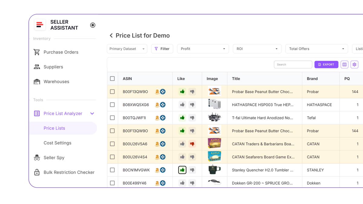 New update in Price List Analyzer is live.

We improved how product matching works by UPC.

Now it finds more ASINs per UPC, so you get more possible product matches from your supplier catalogs.

Upload your next catalog and see how many new leads you’ll get.

Check it now in