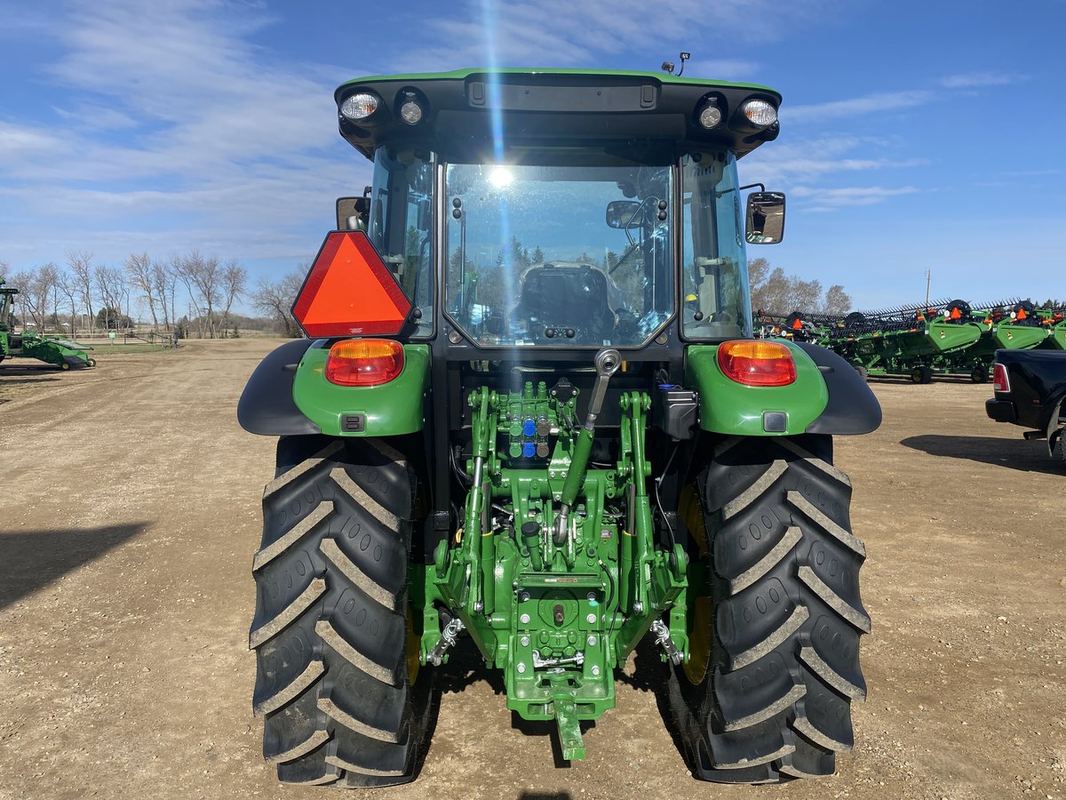This 2022 John Deere 5100M is a versatile 100 HP tractor outfitted with a John Deere 540M loader and PowerReverser transmission. The MFWD configuration provides excellent traction, while three rear SCVs and 540/540E PTO give you flexibility for running a variety of implements.