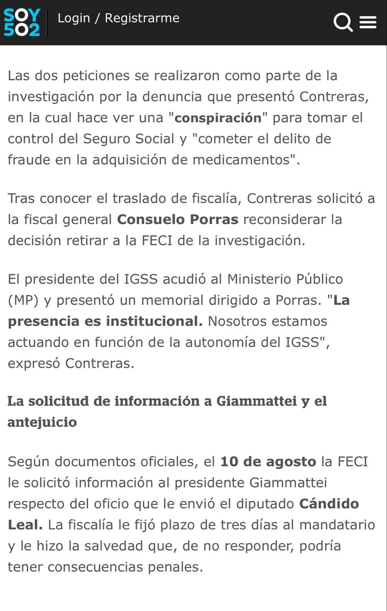 Como recordó hoy <a href="/JLFont001/">Juan Luis Font</a>:
En la antigua FECI investigábamos el complot de Giammattei para sacar a Carlos Contreras del IGSS, impulsado por farmacéuticas vinculadas a su secretaria general, Leyla Lemus —hoy magistrada de la CC—.
El mecanismo de UNOPS era incómodo y querían