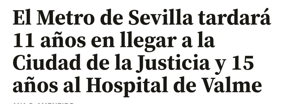 El puente del V Centenario cada día suma más años de retraso, del nuevo puente de la Se-40 ni se habla,la Línea 2 que fue adelantada por la 3 y cayó en saco de tranvibus… PERO QUE FERIA TENEMOS Y OLÉ NUESTRA SEMANA SANTA.
Lo q somos es gili… Sigan votando a los mismos, sigan!