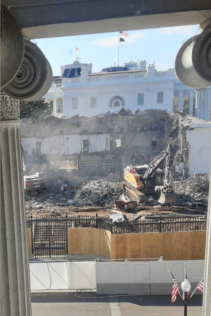The East Wing of the White House has now been completely destroyed to build Trump a golden ballroom bigger than the White House itself, which was paid for with $200 million in bribes to Trump.