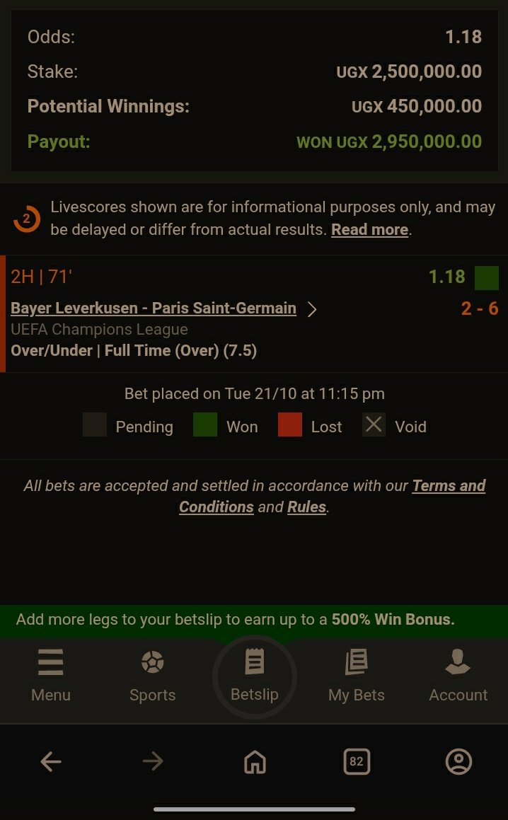 Allan's world (@allans_worldx) on Twitter photo Jumped on that Bayer Leverkusen PSG goal train for fun and got rewarded instantly thanks to Dembele π 
Good night, enough money mined tonight
100,000 UGX for the week (If you don't win with my over 1.5 goals within the week, I refund you that 100,000 UGX) Jumped on that Bayer Leverkusen PSG goal train for fun and got rewarded instantly thanks to Dembele π 
Good night, enough money mined tonight
100,000 UGX for the week (If you don't win with my over 1.5 goals within the week, I refund you that 100,000 UGX)
