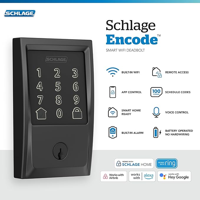 afridie_i's tweet image. Schlage Encode Smart WiFi Deadbolt Lock for Front Door - Keyless Entry with App or Touchscreen - Works with Alexa, Hey Google, & Airbnb - Create Codes for Guests - Matte Black
amzn.to/4o4DrZX
#Schlage #Encode #Smart #WiFi #Deadbolt #Lock #for #Front #Door - #Keyless #Entr