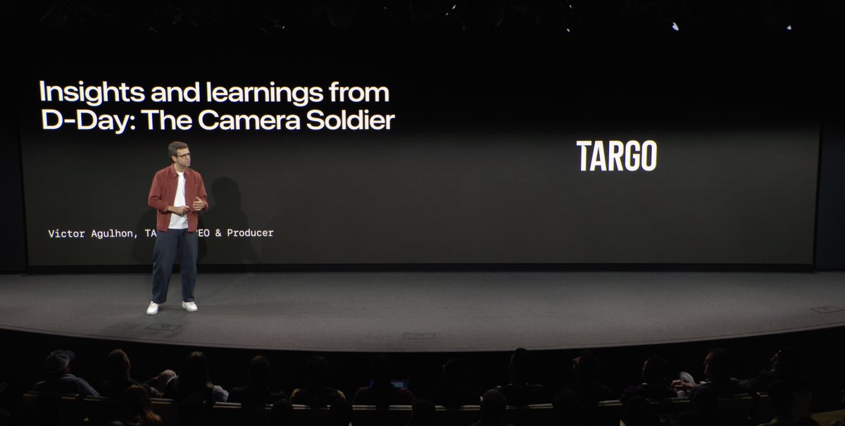 Delighted to see my fellow spatial computing pioneer <a href="/victoragulhon/">victor</a> on stage during the "Create immersive media experiences for visionOS" event at Apple.

If you haven't already, you must take some time to experience D-Day on Vision Pro. It's a wonderful piece of work.
🇫🇷