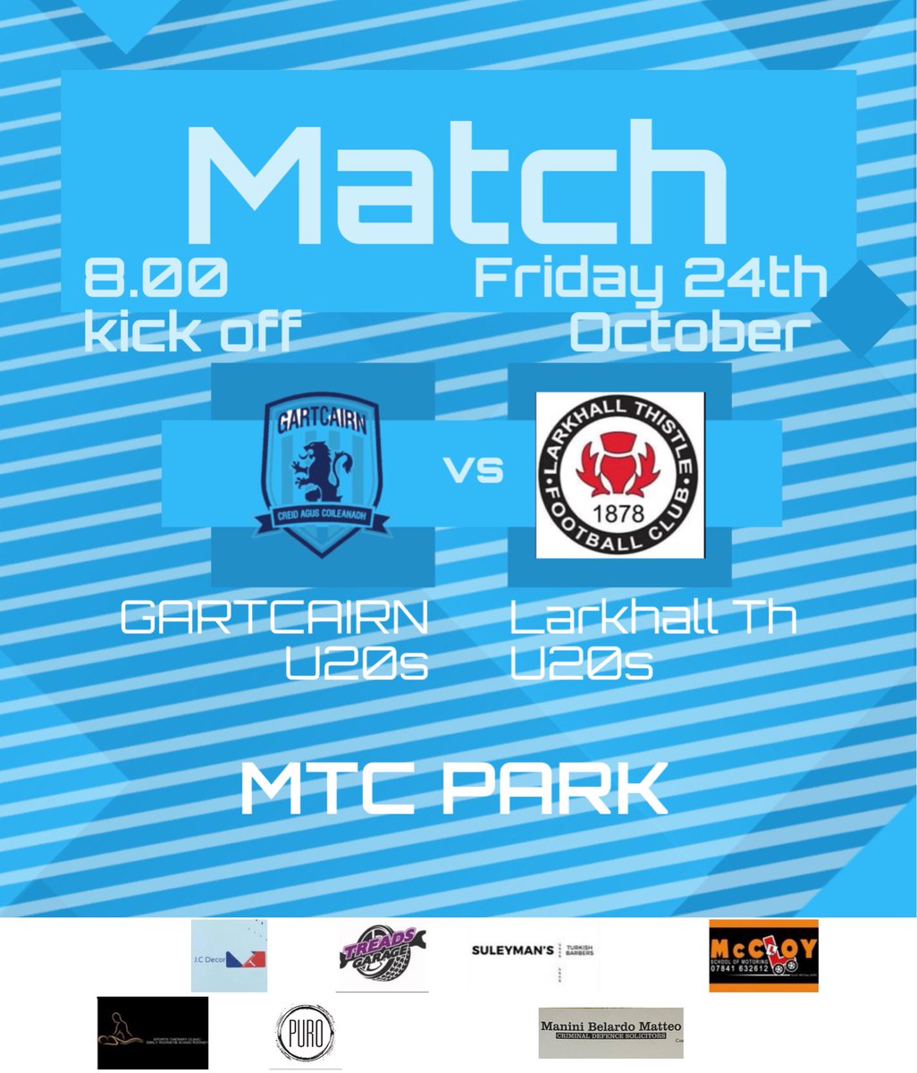 Friday night sees us at home in a league game 
Against Larkhall Th, in <a href="/OfficialWoSFDL/">West of Scotland Football Development League</a> 
Conference A League

Details below 
Get along to support the boys .🩵🤍

⏰8.00pm kick off 
🏟️MTC PARK
📅 24th OCT
💰DONATION AT GATE
