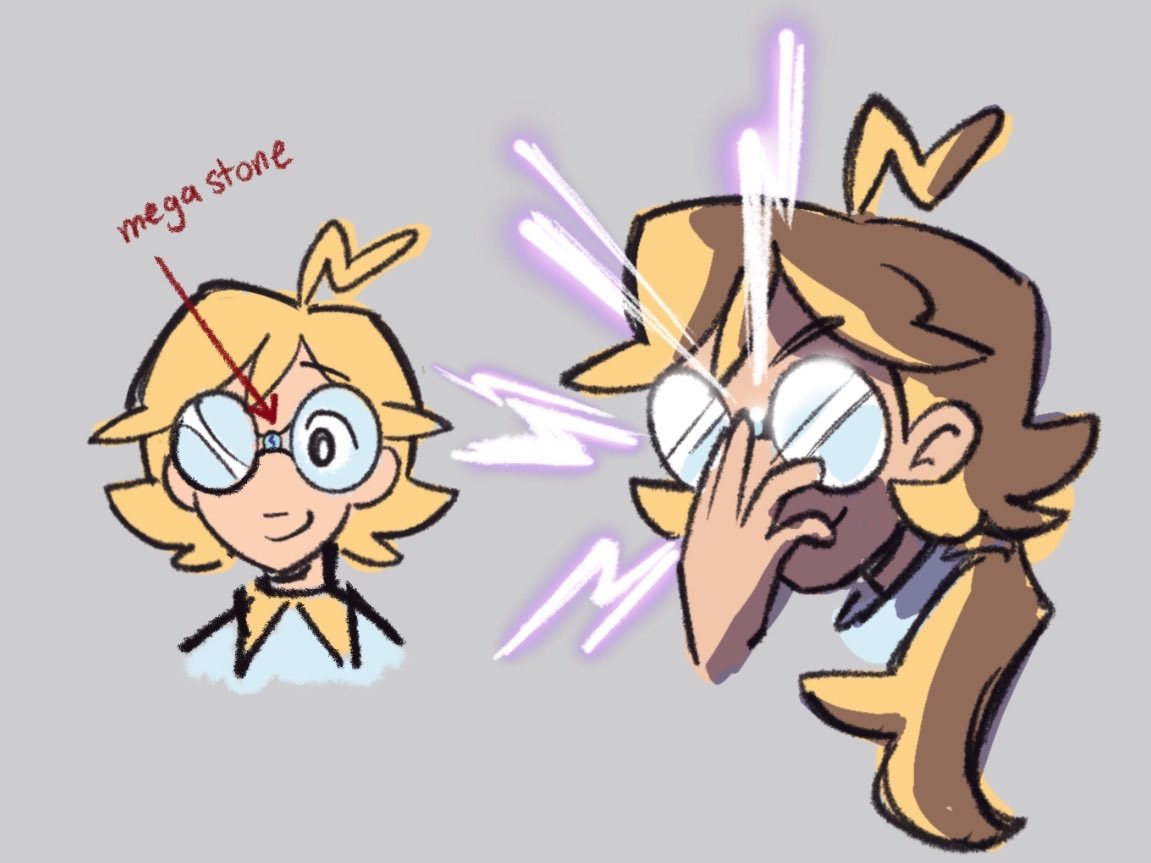 concept: mega stone on bridge of glasses so it does the anime style glare when you activate it