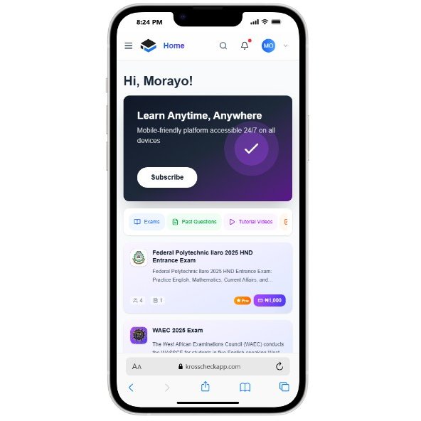 krosscheckapp's tweet photo. We’re delighted to announce the launch of KrossCheck App, a powerful CBT platform built for students, educators, and institutions.

Practice for JAMB, WAEC, NECO, PostUTME, school exams, and more, all in one multitenant system.

Version: 1.0.0
Try it now: https://t.co/TUzxOjleGt https://t.co/6ag6U4HCNJ