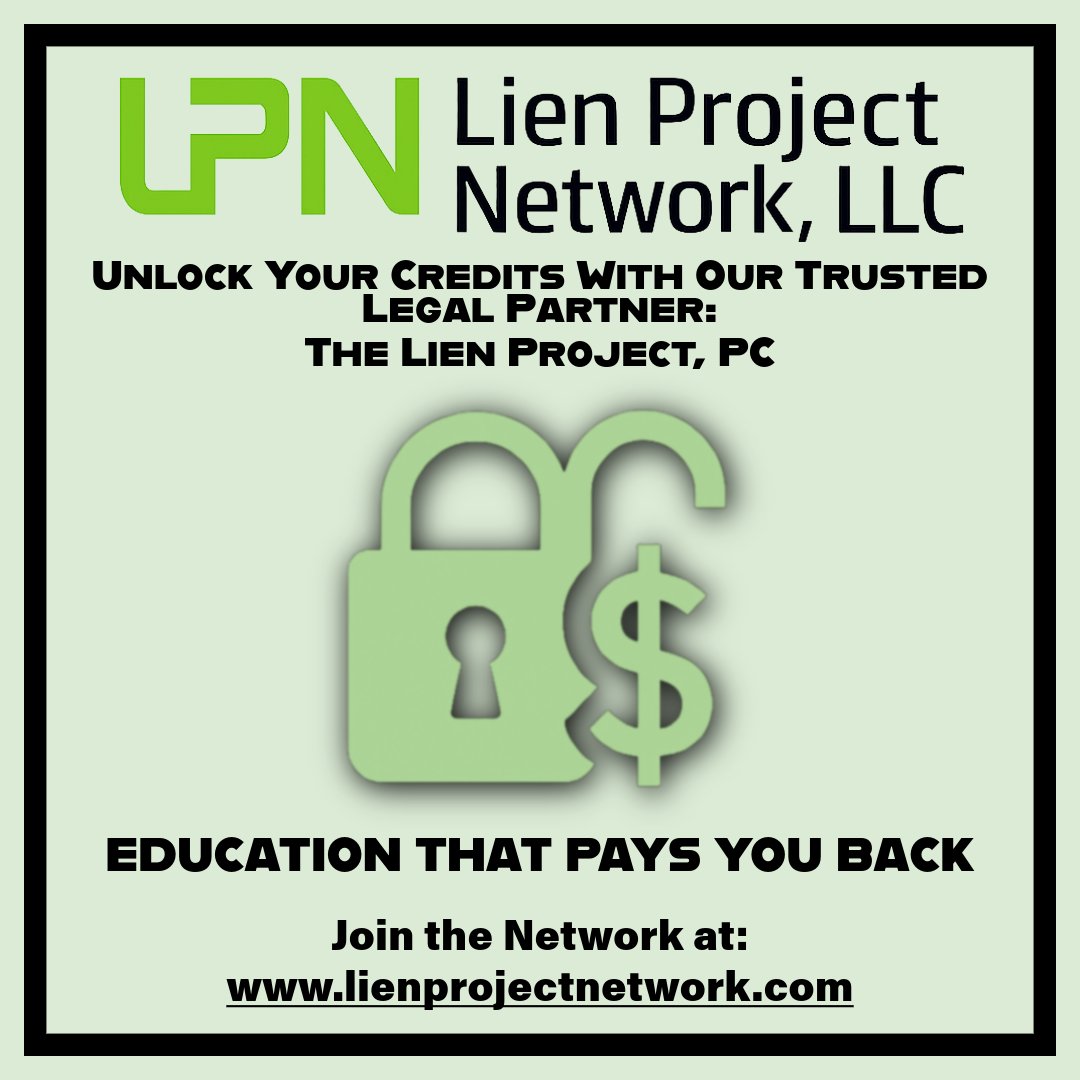 LienProjectNet's tweet image. Unlock your credits.
 
Your LPN membership earns you up to nine hundred dollars each year in credits toward services with The Lien Project PC. Education is an investment that pays you back.

#LienResolution #AttorneyEducation #LegalResources