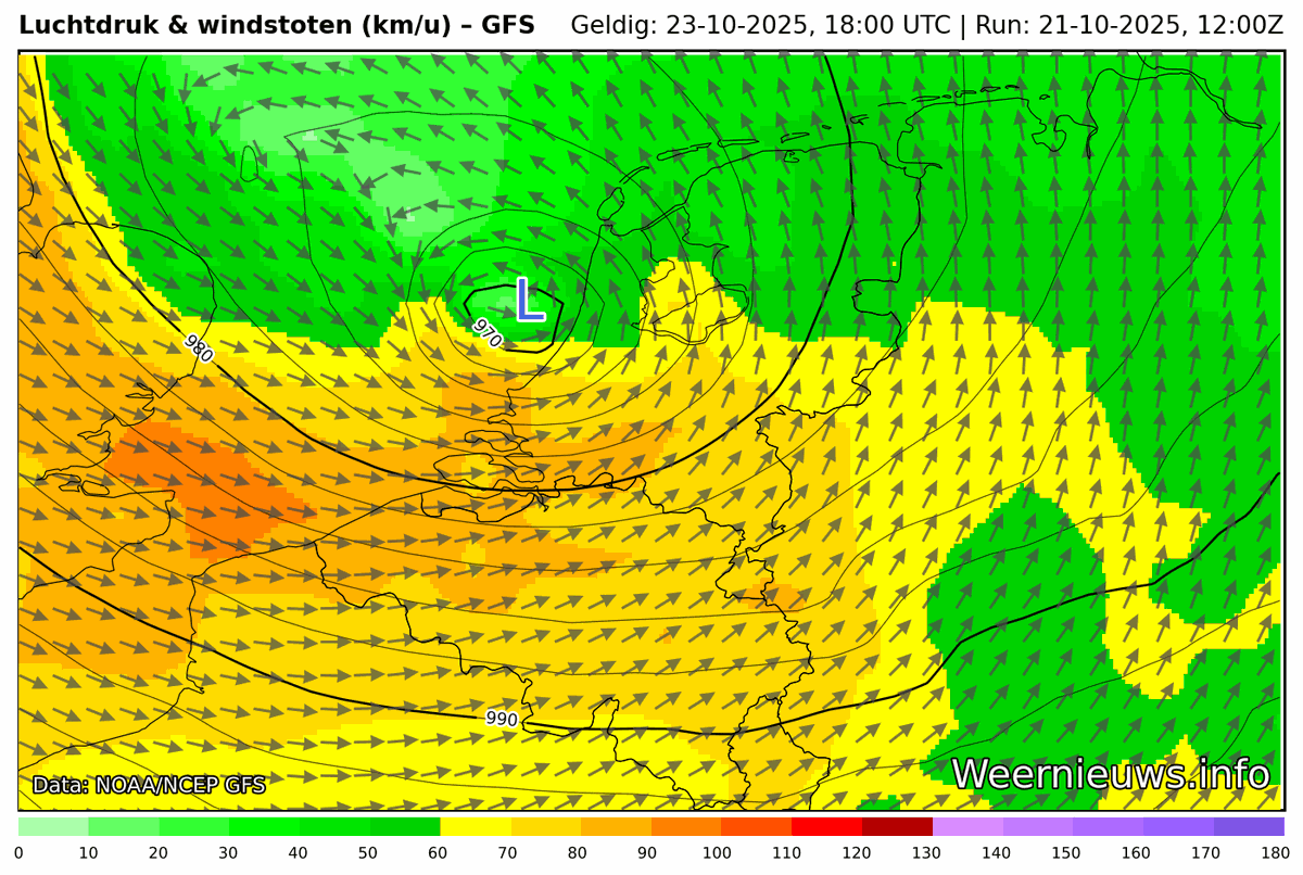 Een stormdepressie zet donderdag koers richting Nederland en kan weleens voor een onstuimige dag zorgen. De verschillende berekeningen zijn het nog niet helemaal eens over de exacte koers, maar we blijven de weerkaarten nauwgezet volgen.

weernieuws.info/gfs-weerkaarten