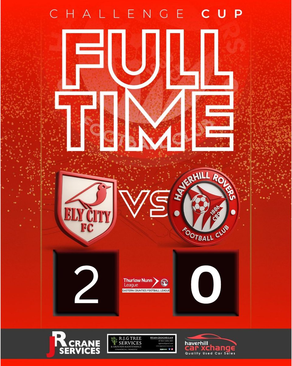 Haverhill Rovers (@haverhillrovers) on Twitter photo Final whistle goes.
Ely win 2-0 in the League Cup.
No game this Saturday. Next up is Walsham at home a week Saturday.
See you then.
#WeAreRovers Final whistle goes.
Ely win 2-0 in the League Cup.
No game this Saturday. Next up is Walsham at home a week Saturday.
See you then.
#WeAreRovers