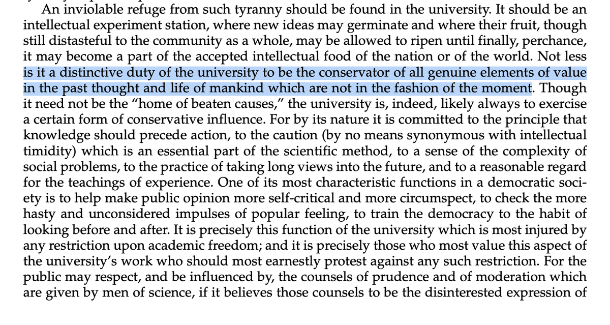 1915 AAUP: It is "a distinctive duty of the university to be the conservator of all genuine elements of value in the past thought and life of mankind which are not in the fashion of the moment."

2025 AAUP: Except for the ideas of conservatives, who are fascists, by the way.