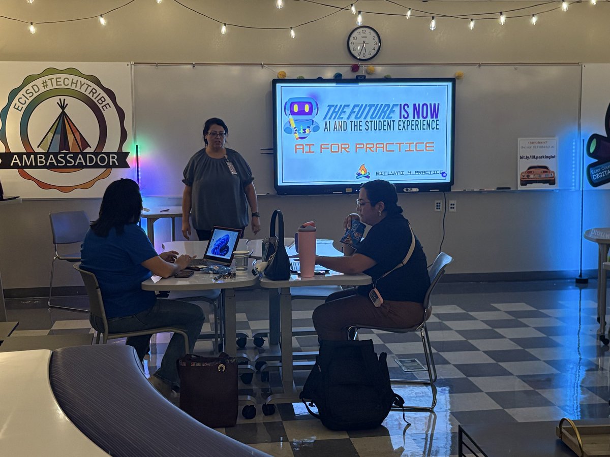 LTavarezECISD's tweet image. Our Ector County ISD Digital Learning Specialists kicked off our Student Centered AI Use Pilot at the #TechyTribe Ambassadors meeting. For the next several months, each teacher will choose one of these three approaches & will be teaching students to use AI in one of these ways to…