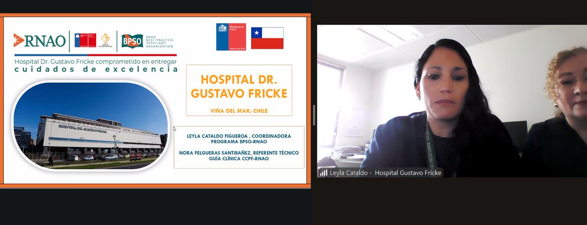 <a href="/TiarePavez/">Tiare Pavez Hurtado</a> <a href="/ministeriosalud/">Ministerio de Salud</a> <a href="/RNAO/">RNAO</a> <a href="/DorisGrinspun/">Dr. Doris Grinspun 🇨🇦 RN, PhD, FAAN, O.ONT</a> <a href="/SueLeBeau1/">Sue LeBeau</a> <a href="/LhamoDolkar2023/">Lhamo Dolkar</a> <a href="/FelipeCortesCL/">Felipe Cortés Leddy</a> Leyla Cataldo y Nora comparten al Consorcio Iberoamericano los avances y los resultados del programa #BPSO en un hospital de media-alta complejidad de gran envergadura en la región: el Hospital Gustavo Fricke, de Viña del Mar.