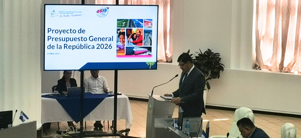 MHCP_NIC's tweet photo. El Gobierno de Reconciliación y Unidad Nacional a través del Ministro de Hacienda y Crédito Público Cro. Oscar Danilo Mojica Aguirre presentan ante el Plenario de la Asamblea Nacional el Proyecto de Ley de Presupuesto General de la República 2026 https://t.co/zH0JNXVk1d