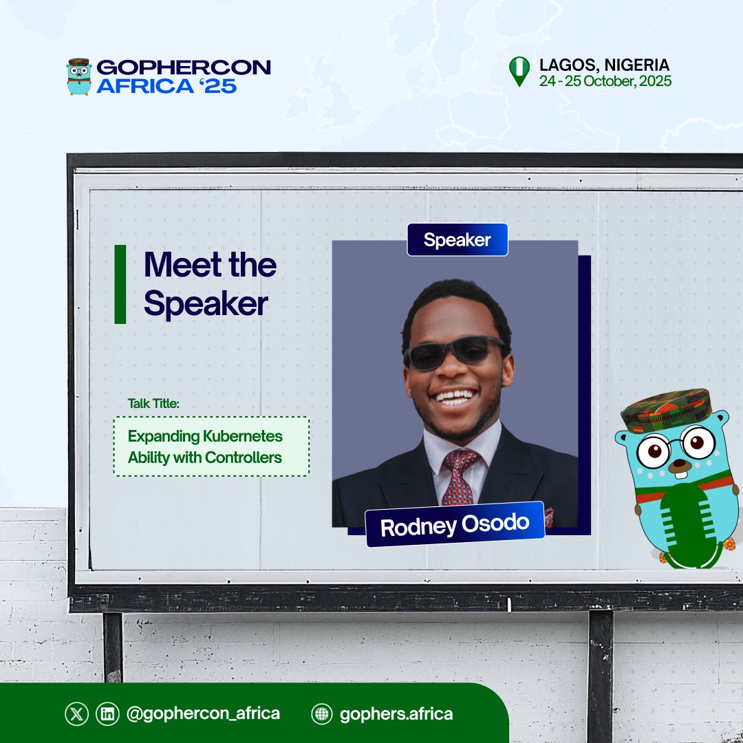 gophers_africa's tweet image. 🎙️Speaker Spotlight: @b1ackd0t
"Expanding Kubernetes Ability with Controllers"
Learn to build custom K8s controllers in Go using CRDs! Real-world examples of automating infrastructure & edge workloads 🚀
Reg: gophers.africa/#tickets
#GopherConAfrica2025 #Golang #Kubernetes