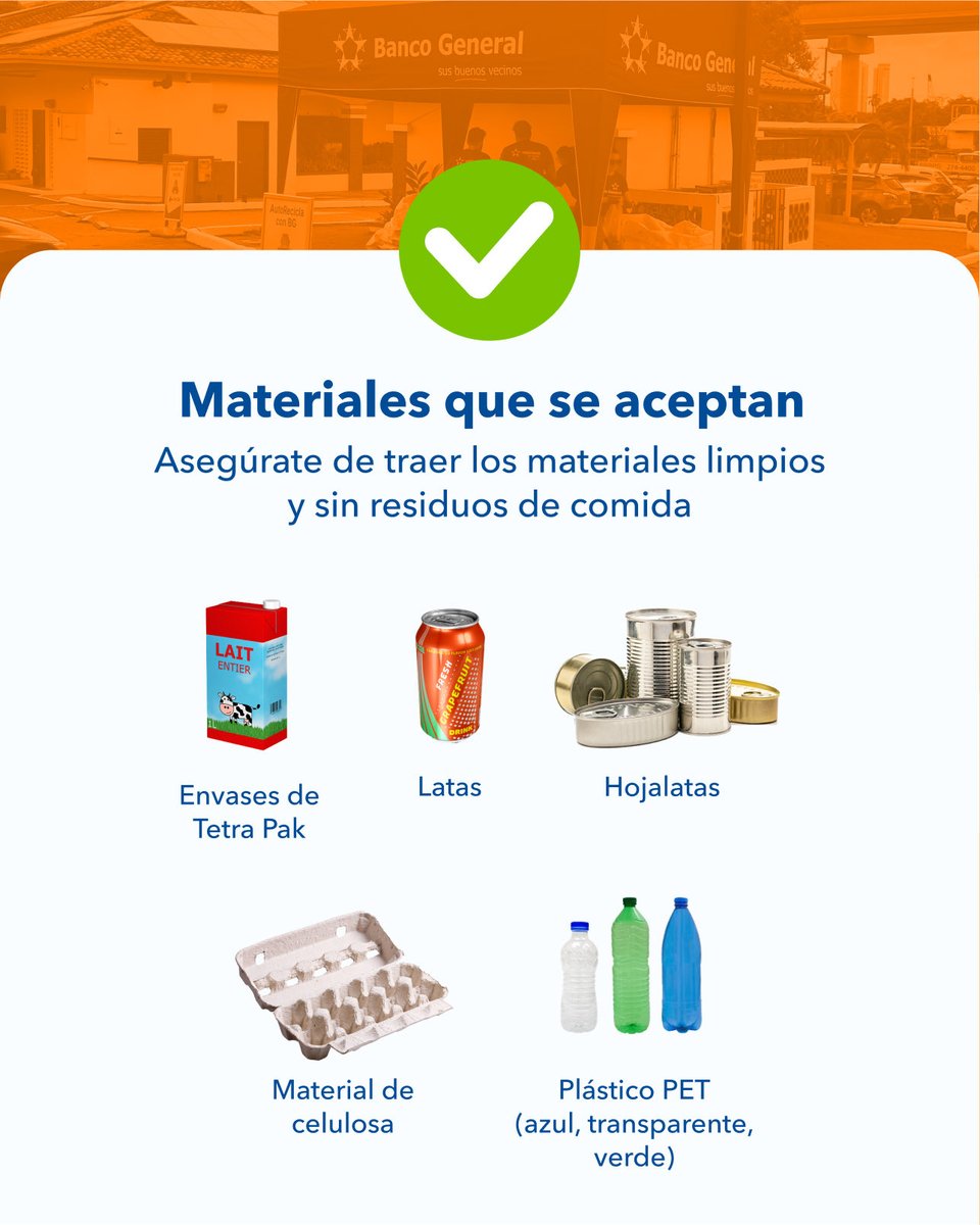 tvnpanama's tweet photo. Acompáñanos en una jornada de reciclaje sin bajarte del auto. 
Trae tus desechos limpios y sin restos de comida a la sucursal de Banco General en Costa Verde, ¡nosotros nos encargamos del resto! @bancogeneral https://t.co/YPefLKxHF0
