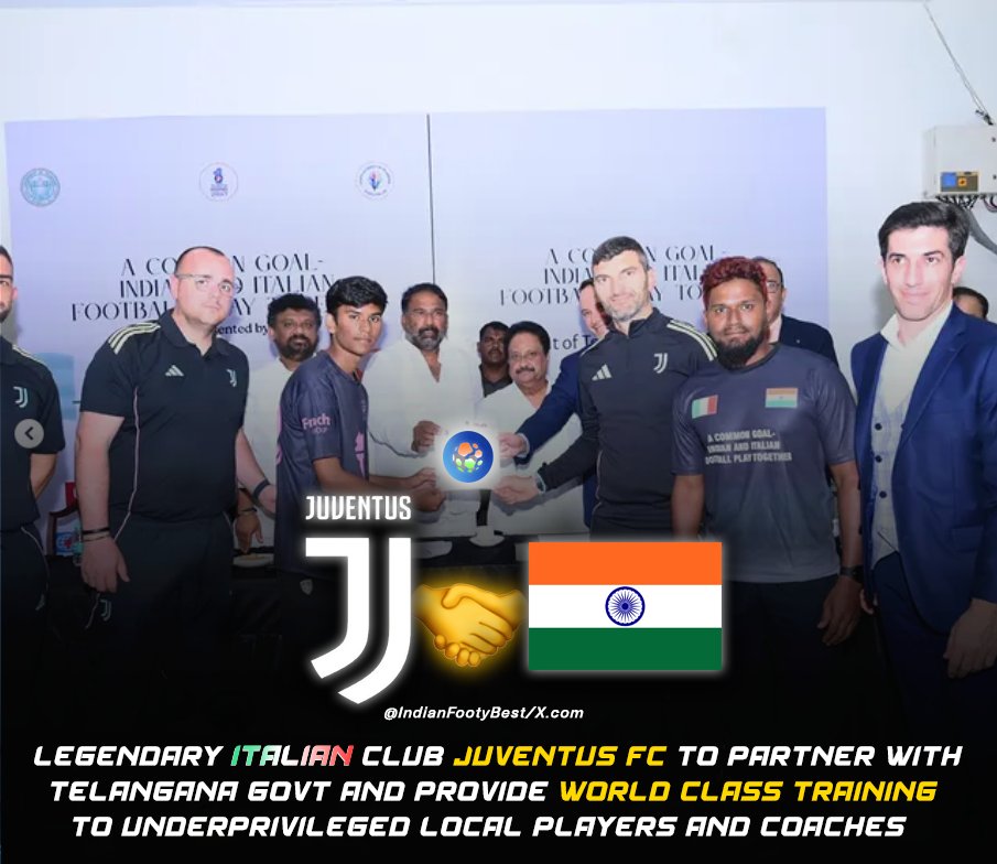 🇮🇹 🇮🇳 | Italian giants Juventus FC are all set to bring their world-class facilities to India.

The Telangana Govt. has partnered with the iconic club to provide intensive training camps, exposure, and technical skills to local players &amp; coaches!

GOOD NEWS FOR #IndianFootball 🔥