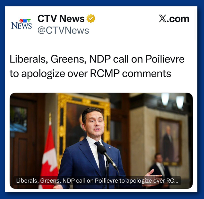 🟥  Conservative Party Leader, Pierre Poilievre, quickly being reminded that this is CANADA 🍁, not MAGA USA.

Canadian leaders, even however unqualified, don’t get to just throw out nonsensical, inflammatory mistruths without being held accountable.
We have values, rules and