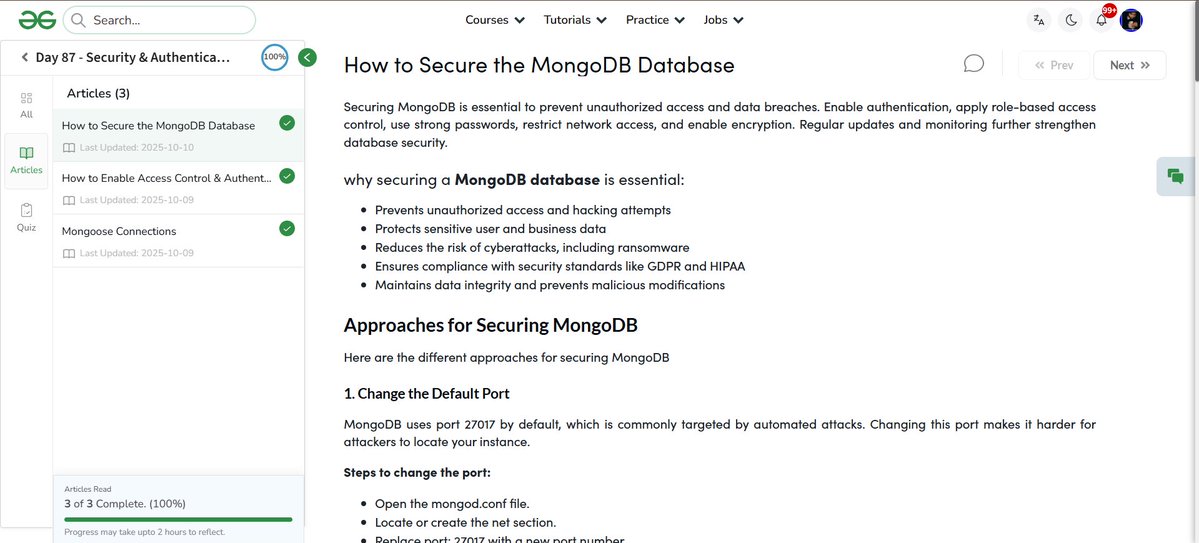 MdMazid1707's tweet image. ✅ Day - 87  
📷 Security and Authentication
87/100 days Web development course Nation Skill Up with
@geeksforgeeks
to skill up our development Course Link : geeksforgeeks.org/batch/skill-up… #skillupwithgfg #nationskillup #CodingChallenge #geeksforgeeks #100DaysOfCode