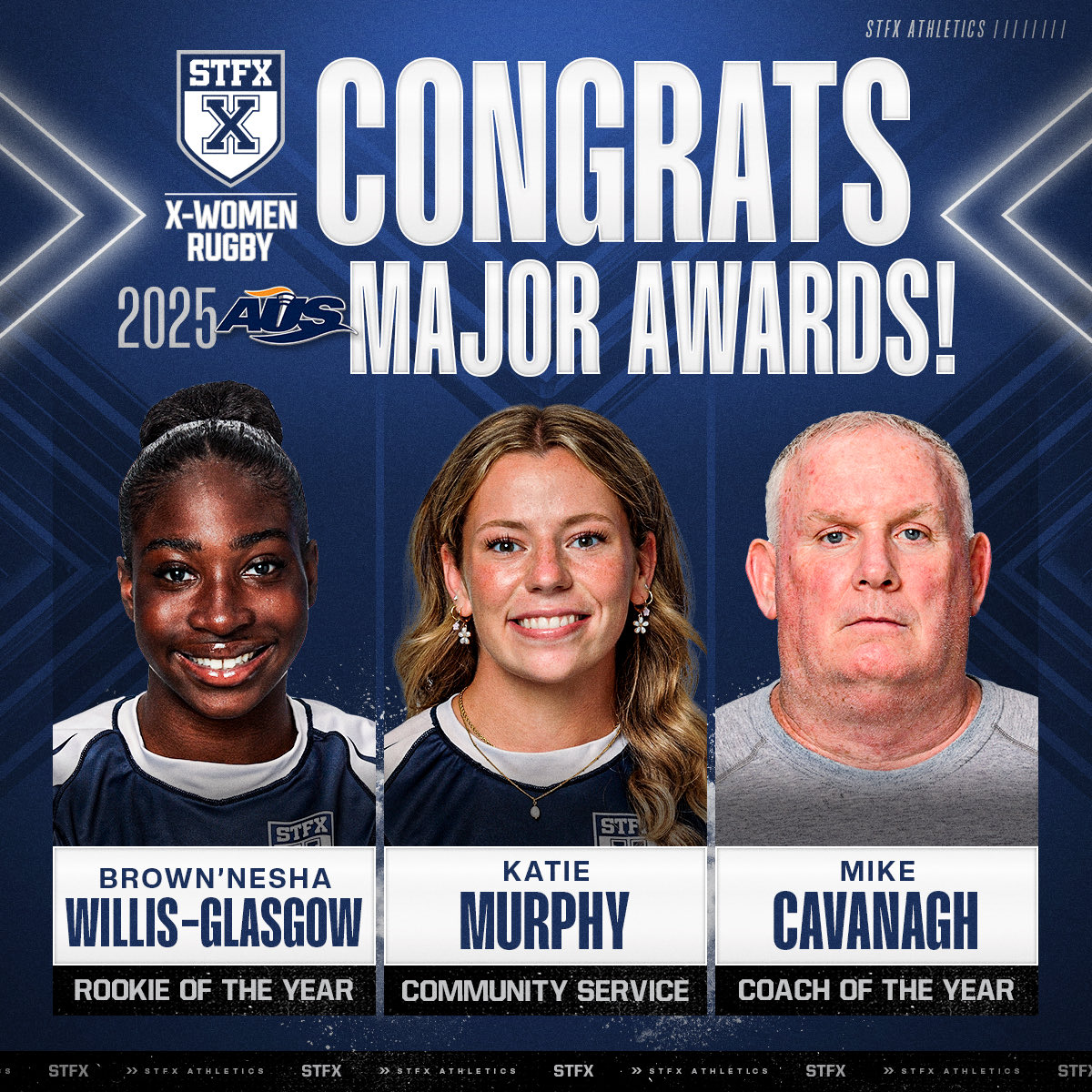 StFXAthletics's tweet image. A huge congratulations to our AUS Rugby All-Stars and Major Award Winners for the 2025 season! 🎖

Details 👉 shorturl.at/ep8bN

#GOXGO