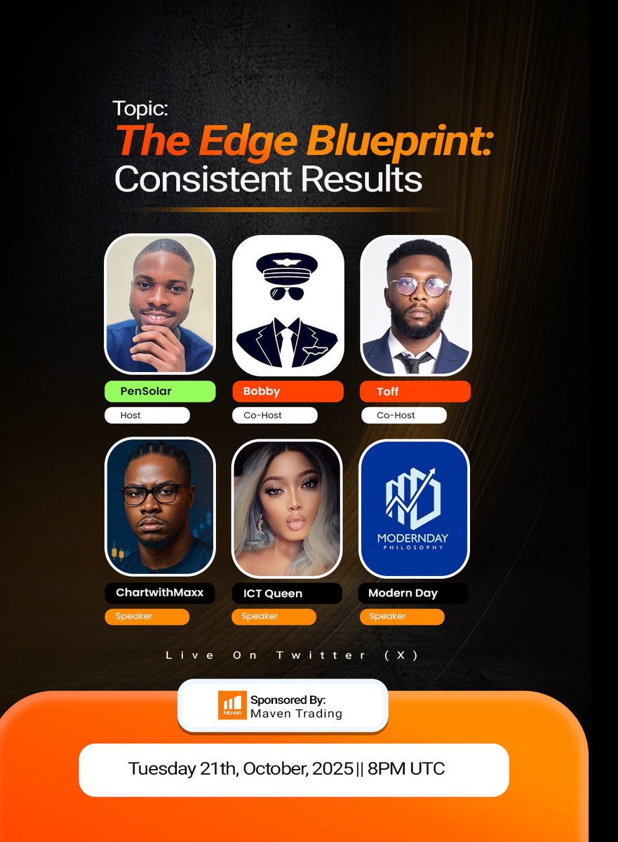 Timi_ICT's tweet image. The Edge Blueprint: Consistent Results.

Every trader wants consistency but few truly understand that consistency is not a product of luck, it’s a product of structure.

This session will break down the hierarchy of building a trading edge from understanding your market logic,…