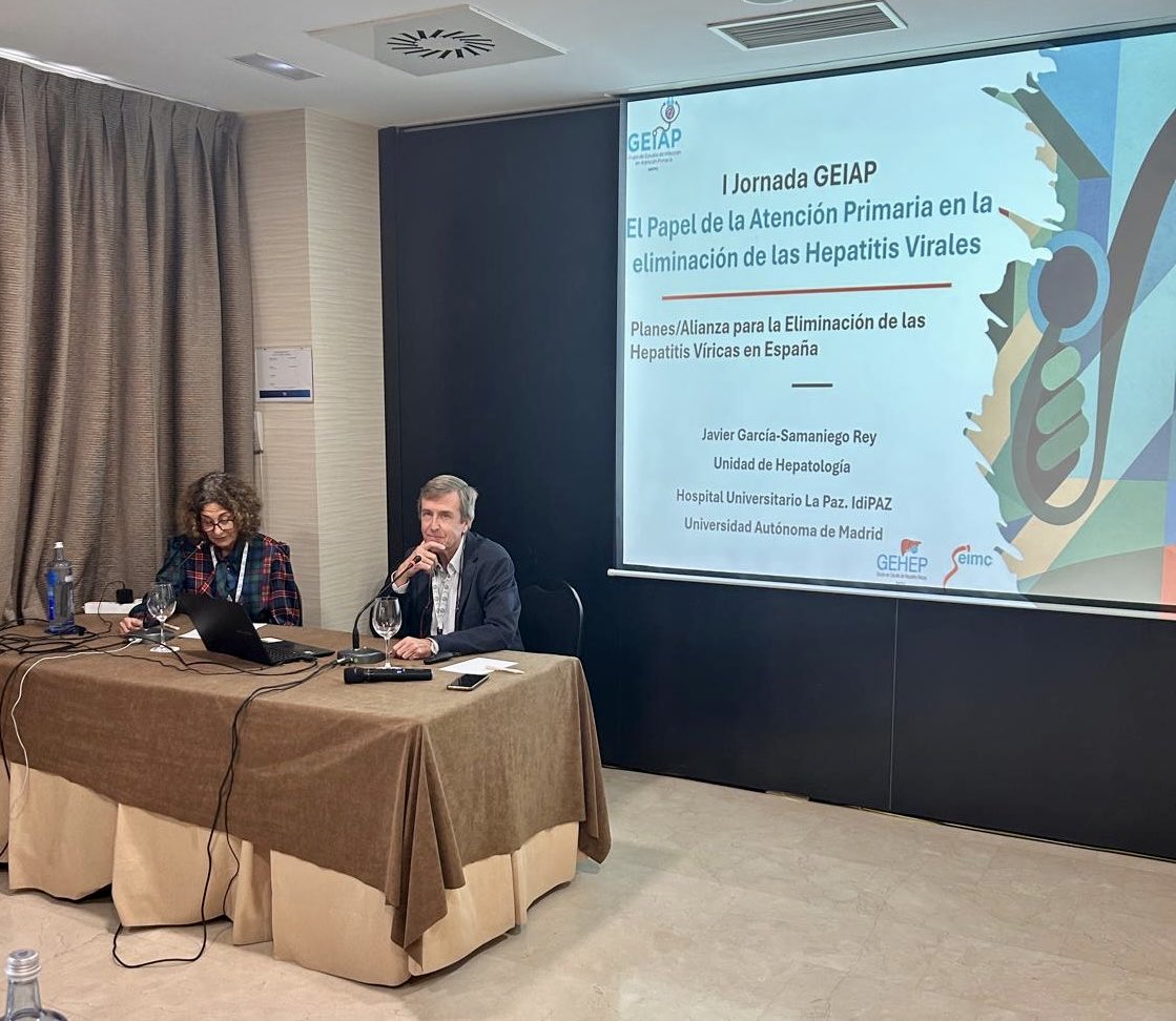 Hoy hemos estado en la I Jornada GEIAP con <a href="/GEHEP_seimc/">GEHEP</a> y un grupo muy🔝de #microbiologos #infectologos y profesionales de #AtencionPrimaria qué están contribuyendo de forma decisiva a la eliminación de las #hepatitis víricas en España 
<a href="/fegarciagarcia/">Federico Garcia</a> <a href="/jmolerog/">Jose Mª Molero</a> 
<a href="/SEIMC_/">SEIMC</a> <a href="/semfyc/">semFYC</a>